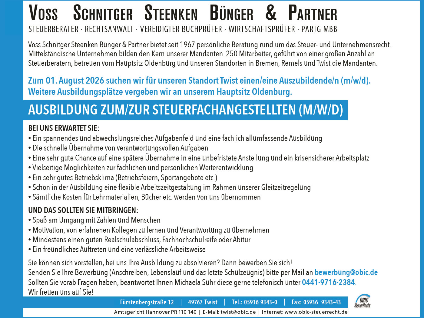 Voss Schnitger Steenken Bünger & Partner PartG MBB
